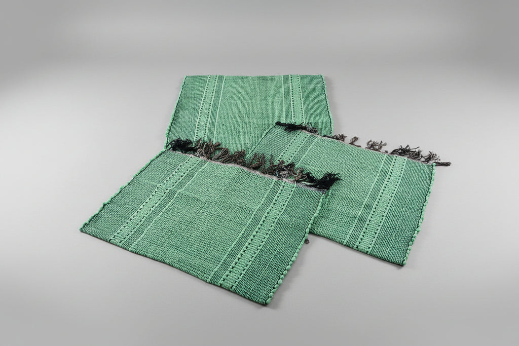 Kit 3 Tapetes Artesanais em Malha Verde Limão