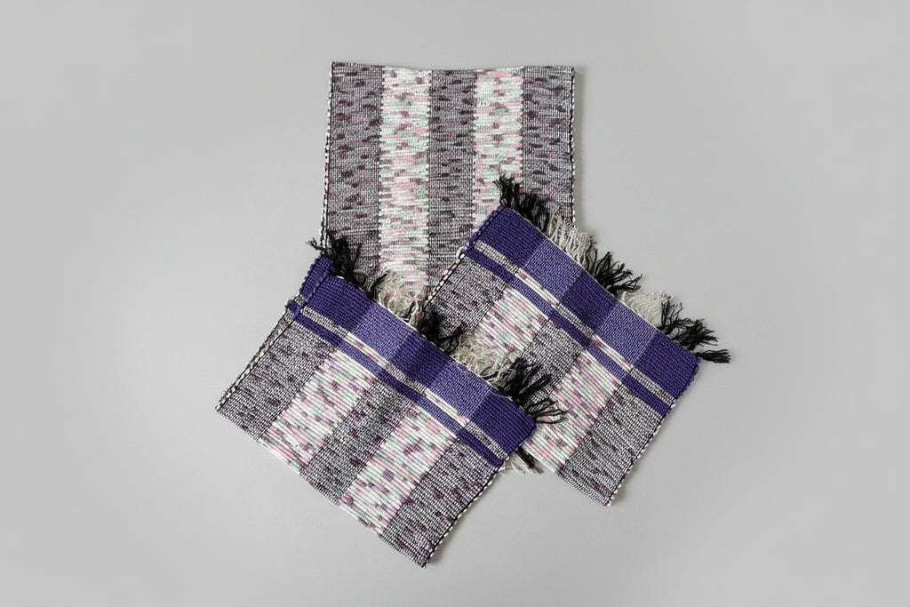 Kit 3 Tapetes Artesanais em Malha Mesclado e Roxo