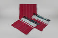 Kit 3 Tapetes Artesanais em Malha Vermelho e Branco
