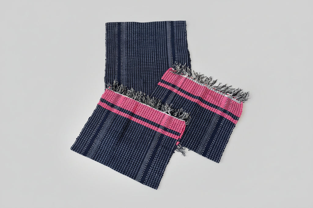 Kit 3 Tapetes Artesanais em Malha Azul e Rosa