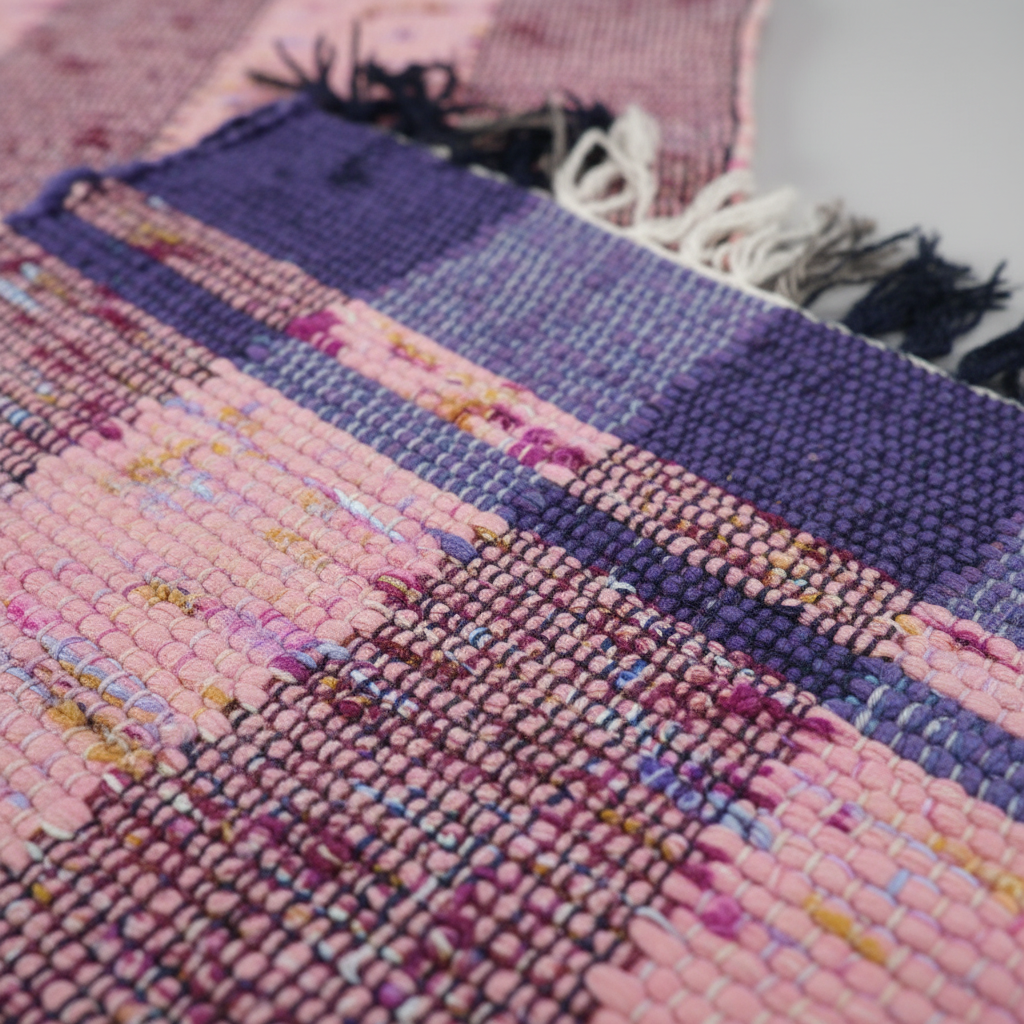 Kit 3 Tapetes Artesanais em Malha Rosa e Roxo