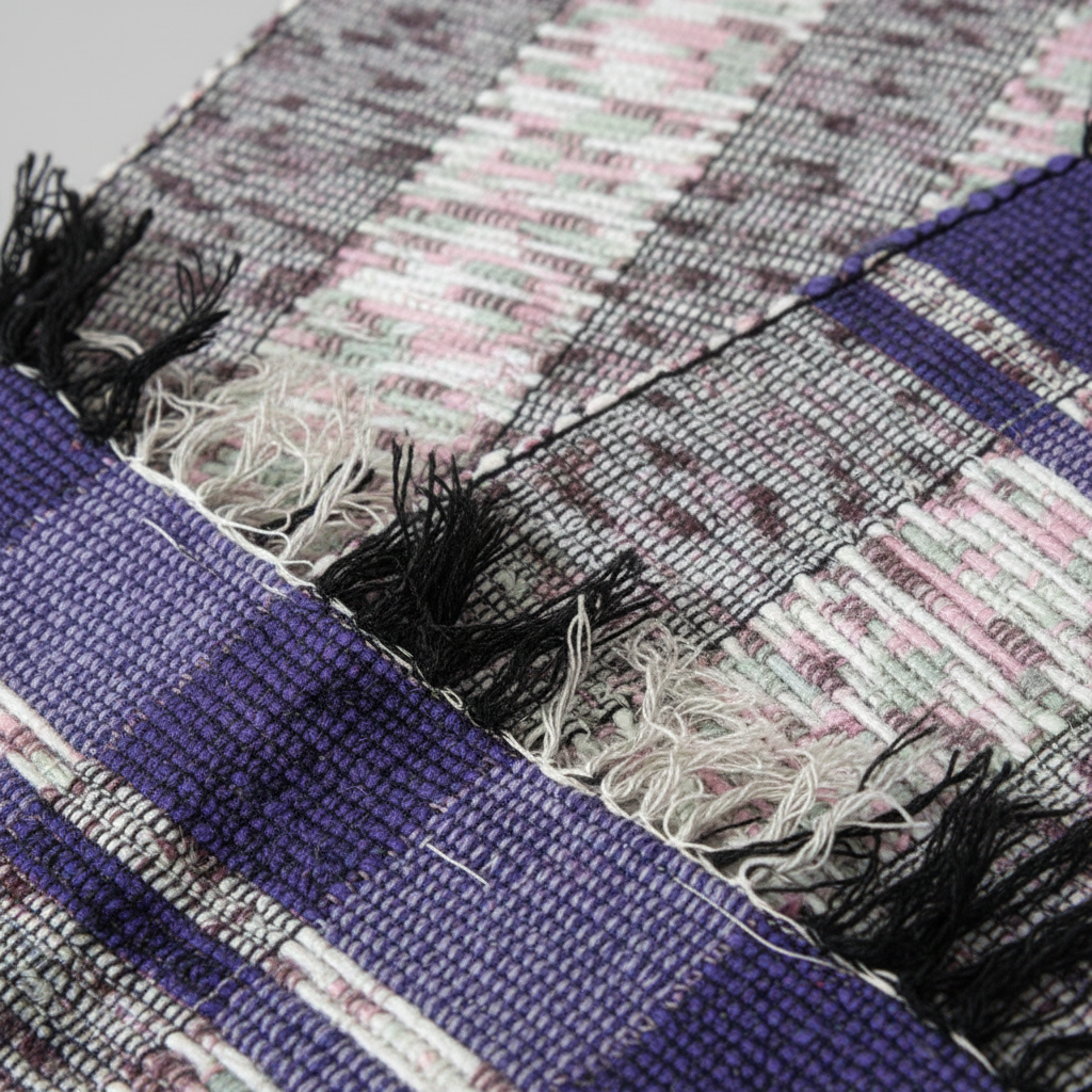 Kit 3 Tapetes Artesanais em Malha Mesclado e Roxo